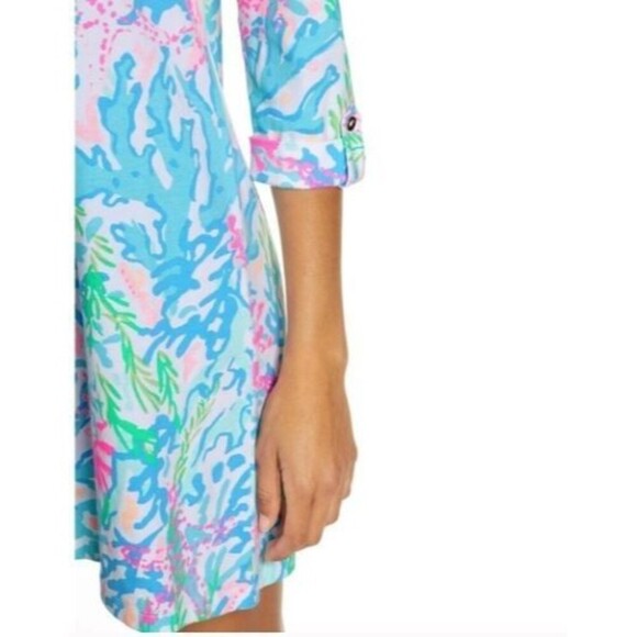 Lilly Pulitzer Bailee Multi Coral Bay 100% Cotton Dress Size Large (12/14) - Picture 4 of 13